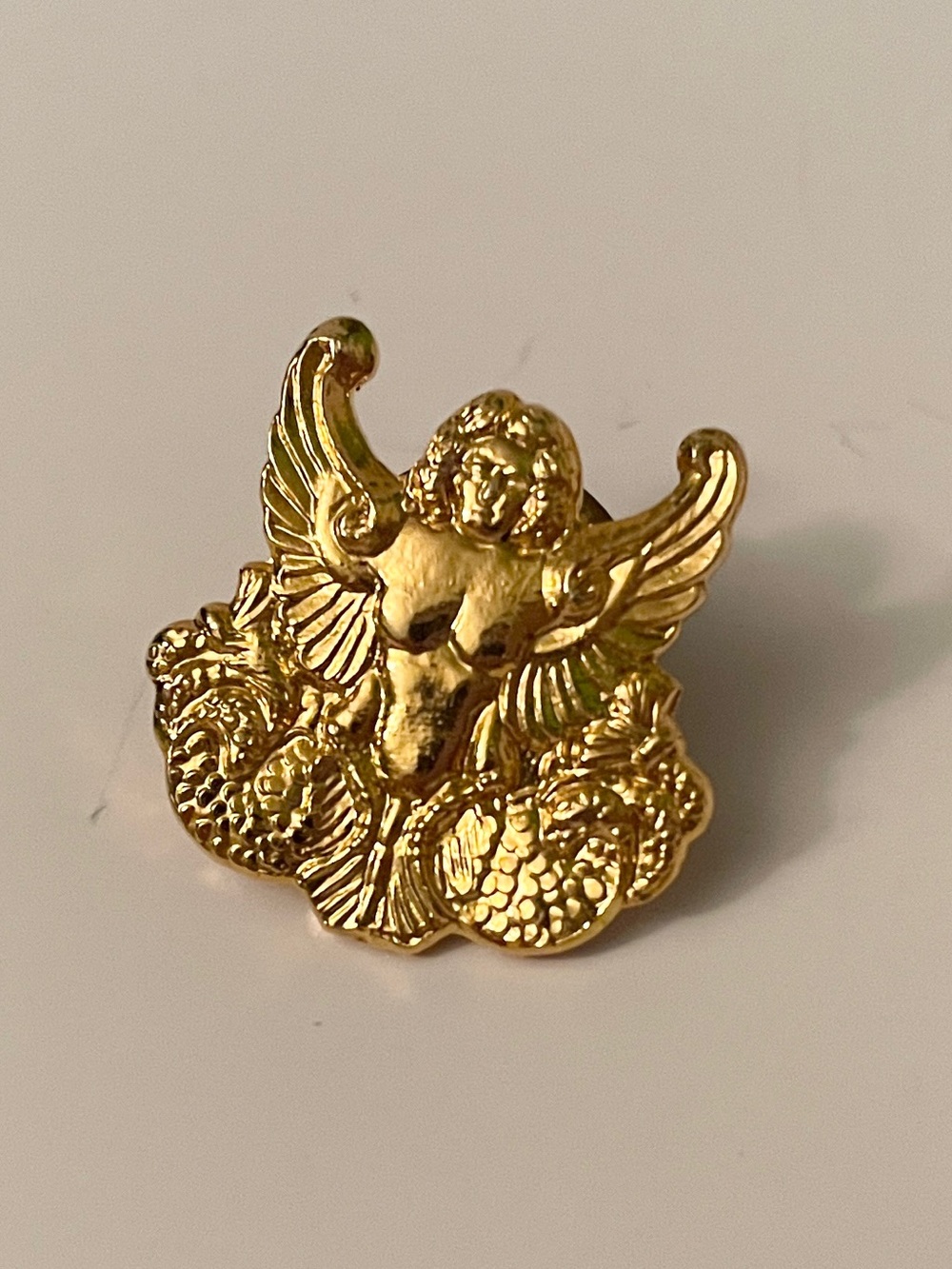 Vintage Gold Winged Woman Lapel Pin Protective Services Security Detail Style